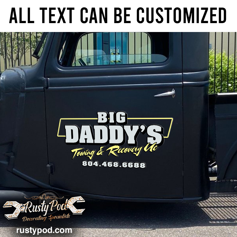 personalized towing recovery lettering vinyl sticker 10857